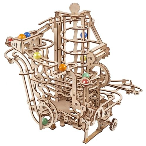 TRACYE Murmelbahn 3D Holz Puzzle,Kugelbahn Bausatz,Mechanisches Achterbahn Bauen Spielzeug,Geschenke für Männer und Frauen