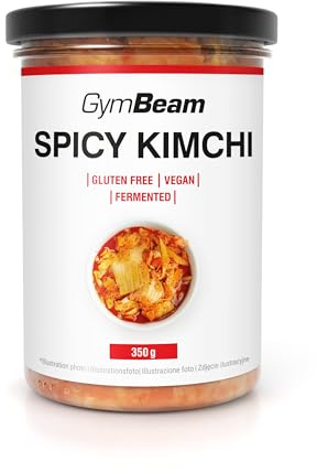 GymBeam Spicy Kimchi - Fermentiertes Gemüse für asiatische Gerichte, mit Chili, kalorienarm, vegan, ideal für Salate, Suppen, Gebratenen Reis, Nudeln, Sandwiches & als Beilage zu Fleisch, 350 g
