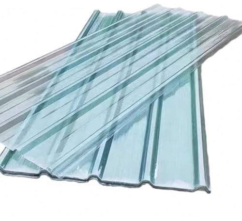 Klare Glasfaser Dachplatten, Wellblech FRP Lichtplatten Für Gewächshaus, Außenüberdachung, Garage, Transparent UV-beständig(8pcs,120cm/3.9ft)
