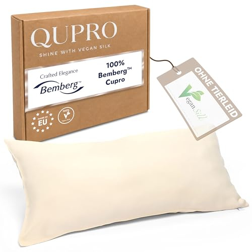 QUPRO Veganer Seidenkissenbezug 40x80 -bis zu 70% glatter als Maulbeerseide | Kopfkissenbezug Seide VEGAN - Antistatisch, feuchtigkeitsausgleichend & reibungsarm für Haut & Haare I Silk Pillowcase