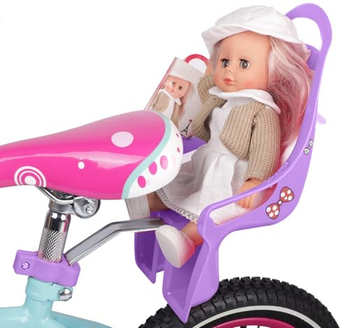 Yhsioaklo Fahrradsitz für Puppe, Plüschstuhl, Fahrradzubehör für Kinder, mit Aufklebern, passend für Tiere und Spielzeug für Spaziergänge im Freien, Spaß Dur