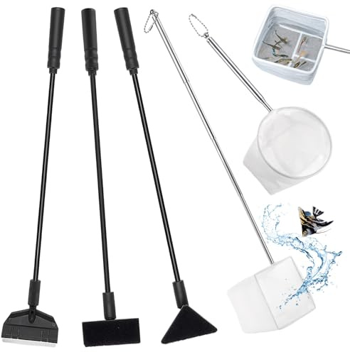 5 Pcs Fish Net, 13-39cm Fish Nets Aquarium and Cleaner Set, Extendable Handle for Tank Pond