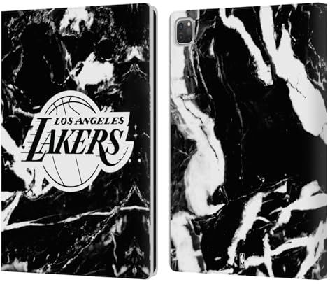 Head Case Designs Offizielle NBA Schwarzer Marmor Los Angeles Lakers Leder-Wallet-Hülle Kompatibel mit Apple iPad Pro 12.9 2020/2021/2022