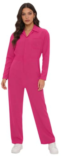 Zaldita Women's Long Sleeves Overalls One-piece Work Jumpsuit Front Zipper Spandex Work Coveralls