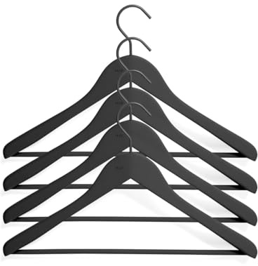 HAY - Soft Coat Kleiderbügel mit Steg Wide, schwarz (4er-Set)