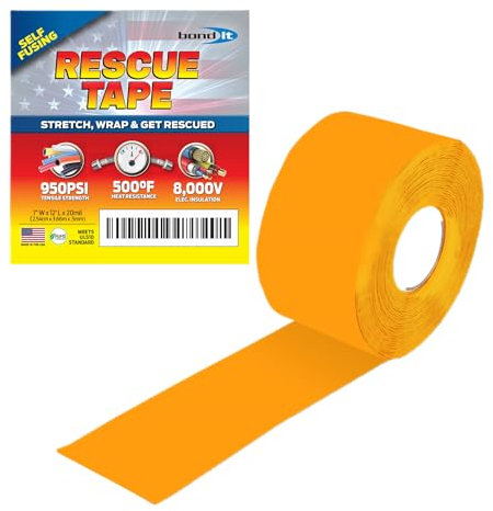 Rettungsklebeband | selbstverschweißendes Silikonband | Notrohr- und Sanitärreparatur | DIY-Reparaturen | Abdichtung von Heizkörperschläuchen | Umwickeln von elektrischen Drähten | verwendet vom US-Militär | 2,5 cm x 30,5 cm | Silikongummi | Gelb