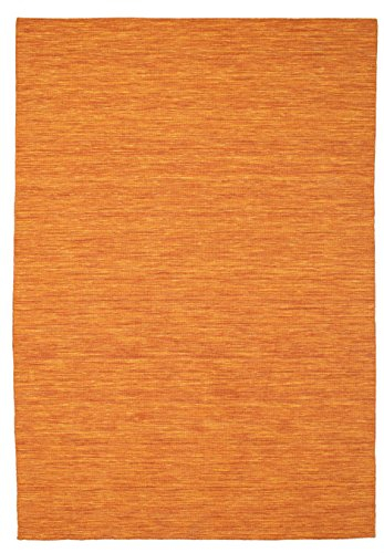 RugVista Kelim Loom Teppich, 200 x 300 cm, Rechteckiger Moderner Kurzflor, Wolle, für Flur, Schlafzimmer, Küche, Wohnzimmer, Orange