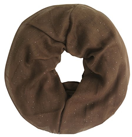 Lina & Lily Damen Loop Schal Rundschal Schlauchschal Glitzer (Braun)