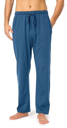Timone Herren Schlafanzugshose Lang Pyjamahose aus Baumwolle Freizeithose Schlafhose Loungewearhose mit Taschen Nachtwäsche Hose für Herren Sleepwear TPP-001 (Dunkelblau-2, L)
