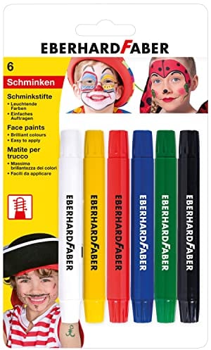 Eberhard Faber 579107 - Kinderschminke Set, 6 Schminkstifte für Kinder, schnell trocknend