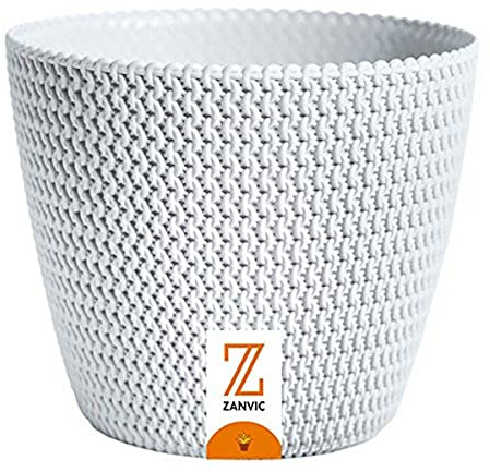zanvic Blumentopf splofy 2, Effekt Gestrick, 16 cm, weiß, 16 x 16 x 13 cm, za535