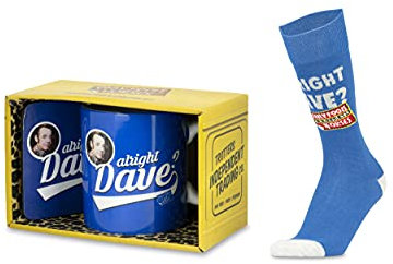 Only Fools and Horses Trigger Alright Dave Official Mug & Sock Set Gift Idea Blue
