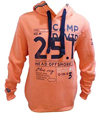 Camp David Hoodie mit Print und plakativem Logo neon Flame M