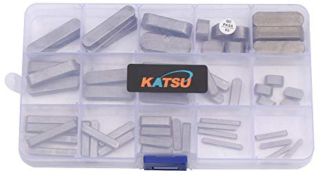 KATSU Passfeder paralleler Antriebswelle Sortiment Kit 60Stück, 3-12mm Passfedern mit rundem Ende Motorgetriebe Schwungrad Riemenscheiben Befestigungsmaterial Sortiment Kit