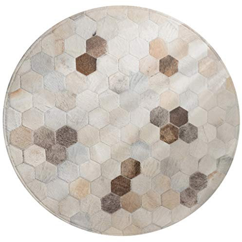 Runde Beige Kuhfell Teppiche Patchwork kuhfell Decke Deko Kuhhaut Teppiche for Wohnzimmer Schlafzimmer Kinder-Zimmer Modern Design Home Decor