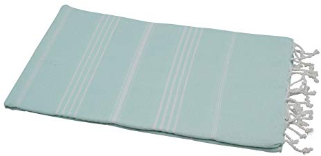 my Hamam, Saunatuch Hamamtuch, Sultan Version mit Fransen, Mint weiß 100x180 cm, Badetuch Strandtuch, stylisch, praktisch und farbenfroh