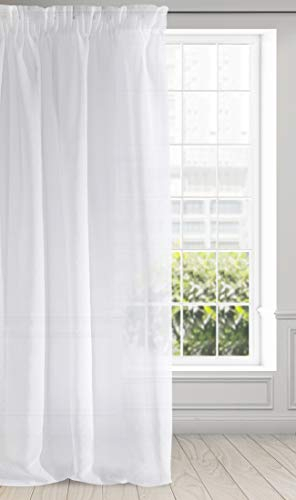 Eurofirany Argea Vorhang Glatt Transparent Kräuselband-1STK. Vorhangringe Durchsichtig Edel Elegant Hochwertig Glamour, Schlafzimmer, Wohnzimmer, Etamin, Stoff, Weiß, 140x270 cm