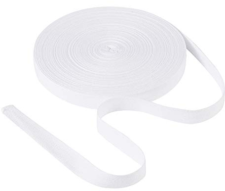 Craftdady Köperband aus Baumwolle, 45 m lang, 16 mm breit, weißes Twillband mit Fischgrätenmuster, zum Nähen und Basteln, für Kunsthandwerk, Wimpelketten, Ohrschlaufen, Geschenkverpackungen