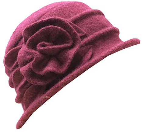 Avilego Damen Wollmütze mit Blumenmotiv - Rot - Einheitsgröße