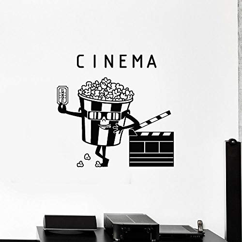 Kino Ticket Vinyl Wandtattoo Movie House Popcorn Drehaufkleber Home Decoration Poster Kreative Zeichen Abziehbilder Schlafzimmer 58x56 cm