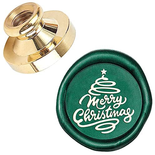 CRASPIRE Merry Christmas Sealing Wax Stamp Christmas Tree Star X'MAS EVE 25mm Replaceable Wax Seal Stamp Brass Head for Invitations Envelope Cards