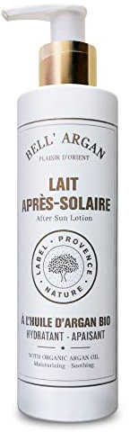 Lait Après-Soleil à l'Huile d'Argan BIO. Tous types de peau. Flacon pompe 250 ml