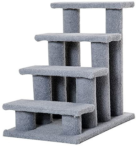 PawHut Dog Steps for Bed 4 Step Pet Stairs for Sofa Dog Cat Climb Ladder 63x43x60 cm Grey
