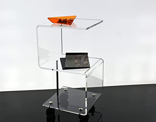 Slato Ebe ï Couchtisch mit drei Ablagen mit Rädern, für Wohnzimmer, Beistelltisch mit Rädern, multifunktionaler Beistelltisch mit Rollen, modernes Design, aus transparentem Acrylglas, hergestellt in