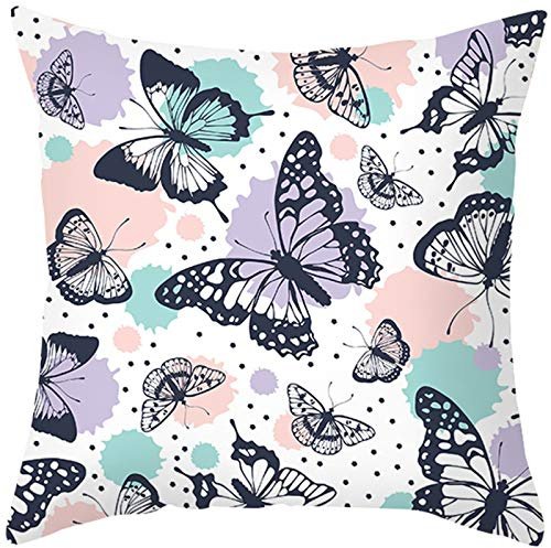 Lieson Dekokissen Moderne, Weihnachten Kissenbezug 40x40 1 Stück Kissenhülle Lila Rosa Weiß Schmetterlinge, Polyester