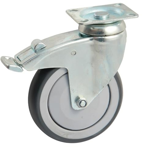 AVL 550842O Lenkrolle mit Platin, rechteckig, Gummirad Ø 100 – Belastung 100 kg
