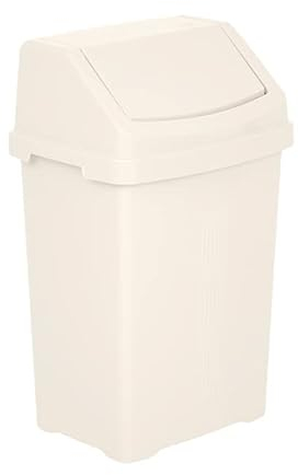 JMS we create smile Plastic Swing Lid Bins Recycle Waste Dust Bin 8/25 /50 L Home Kitchen Office (Soft Cream, 25 Litre)