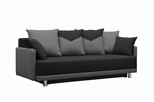 Moderne Sofa ESTE NEU! Farbwahl Couch Schlafsofa Design (Schwarz Sawana 14 + Grau Sawana 21)