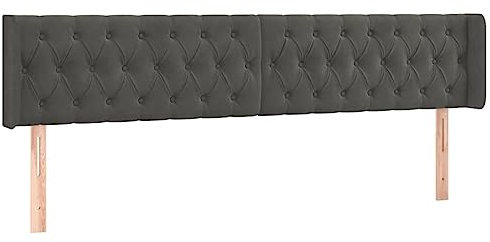vidaXL Kopfteil mit Ohren Polsterkopfteil Betthaupt Bettkopfteil für Bett Bettgestell Bettzubehör Schlafzimmer Dunkelgrau 183x16x78/88cm Samt