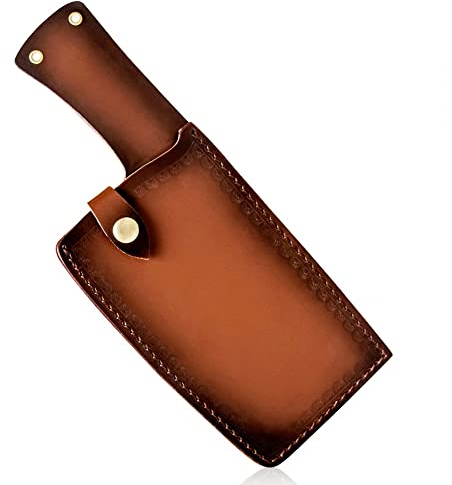 Wide Knife Sheath, PU Leather Knife Meat Cleaver Holster with Snap Design for Kitchen