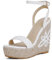 MJIASIAWA Comfy Espadrilles Zeppa Donna Con Cinturino Alla Caviglia Vernice Sandali Moda Punta Aperta Estate Tacco Alto Plateau Scarpe Bianco Numero 34 Eu