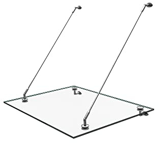 Mai & Mai Glasvordach Edelstahl, Vordach für Haustür Überdachung 90x120cm | Türvordach Klarglas, 13mm VSG mit SGP Folie, inkl. 2 Wandhalterungen, Regenschutz Eingangsbereich VDG02K
