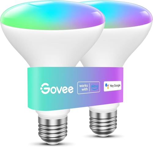 Govee Smart Light Bulbs, 1200 Lumens Dimmable BR30 Bulbs, RGBWW 2 Pack