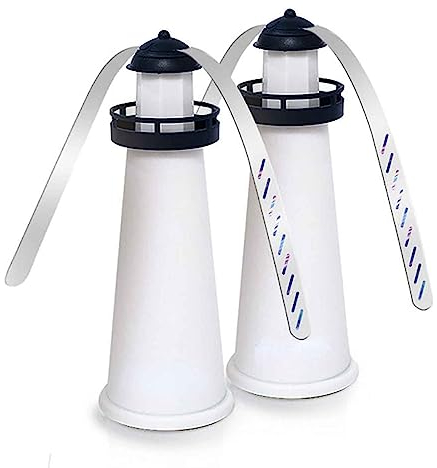 Tragbarer Fliegenwedler für Tische Leuchtturm Wespenfalle Hält Fliegen Von Lebensmitteln Fern Teleskop Fliegenklatsche Drehbar Um 360 Grad Fliegen Ventilator 2 Stück,White,25.3cm