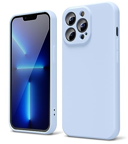 oakxco for iPhone 13 Pro Phone Case Liquid Silicone Grip, Cute Thin Slim Soft Rubber TPU Plain Smooth Gel Cover for Women Girl Aesthetic, Matte Solid Protective & Shockproof, Aqua Sky Baby Light Blue