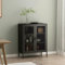 [en.casa] Aparador Mueble de Salón con 2 Estantes Mueble Auxiliar para Oficina Comedor Cocina con 2 Puertas de Celosía Decorativas y Acero 102 x 80 x 40 cm - Negro
