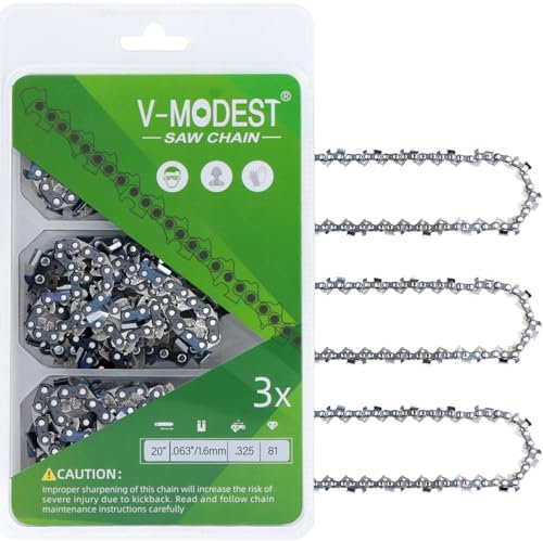 V-MODEST Confezione da 3 catene a basso contraccolpo per barra da 50,8 cm, passo 825,5 cm, calibro 160 cm, numero di maglie 81, lame professionali per motosega STIHL 026, 040, MS260, MS260 Pro, MS261,