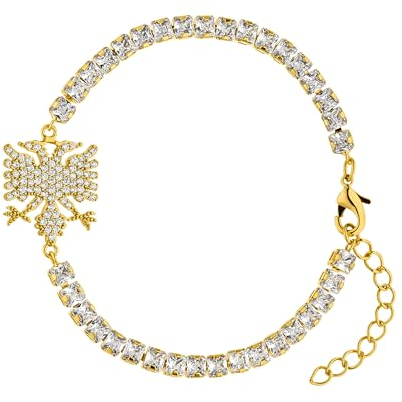 D'origine Albanien Adler Armband, Zirkonia Schmuck für Damen, Albanische Kette Gold