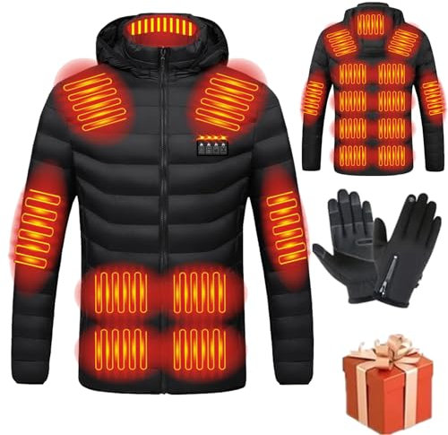 Susenstone Veste Chauffante USB, Doudoune Manteau Chauffant Électrique Hommes Femmes Lavable avec 3 Niveaux de Chauffage et 15 Zones Chauffage pour Ski Pêche Randonnée Plein Air Pas Cher Blouson
