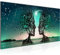 Runa Art Tableau Decoration Murale - Couple d'Amoureux - Moderne Toile non Tissée - Salon Salle - Abstrait Arbre Turquoise - 044812a
