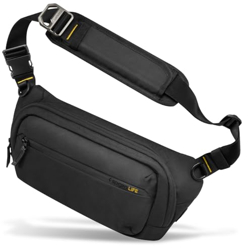 Spigen Life Klasden Brusttasche Kompatibel mit Nintendo Switch 2/Steam Deck/PS Portal/Legion Go S und Gaming-Zubehör Schultertasche Tragetasche - Schwarz