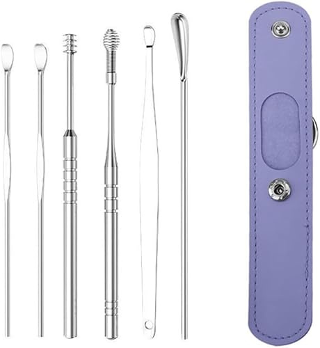 ATLION Ear Cleaning Master Earwax Cleaner Tool Set,The Most Professional Ear Cleaning Master,6PCS Ear Pick Earwax Removal Kit with PU Leather