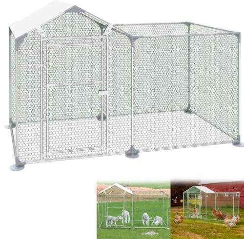 YRHome Freilaufgehege Hühnerstall 2x1x1,5m Freigehege Hühnerhaus Hühnergehege Voliere Hühner Gehege Hühner Geflügelstall Verzinkter Stahlrahmen mit PE
