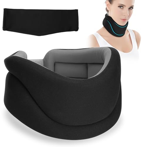 Senprity Nackenstütze, verstellbare Halskrause Nackenstütze für Schlaf, lindert Nackenschmerzen und Wirbelsäulenstress bietet Nackenstütze für Frauen und Männer (Schwarz, 8CM Tiefe Nackenstütze, L)