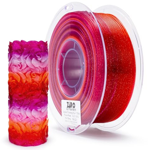 ZIRO Multicolor Gradient 3D Printer Filament, Fast Gradient Twinkle PLA 1.75mm, Translucent Multicolor 3D Filament, Fit Most 3D Printers, 1KG Spool, Flower Series-Rose