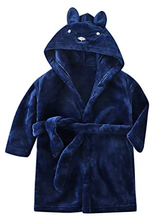pxjsdwe Bademantel Kinder Jungen Fleece mit Kapuze Kinderbademantel Morgenmantel Frottee Lang Handtuch Bademantel Baumwolle Weich Badeponcho Bathrobe Warm Schnelltrocknend Strandtuch Nachtwäsche